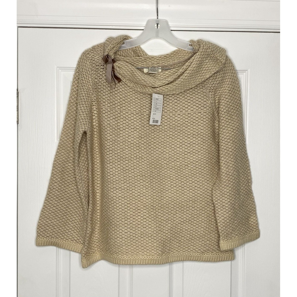 Sleeping On Snow Women's Lambs‎ Wool Blend Cowl Neck Sweater Neutral Large New